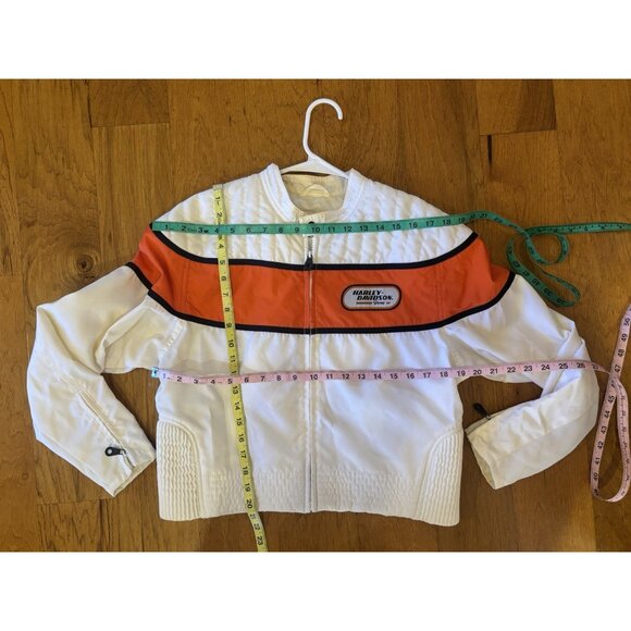 Harley Davidson Racing Jacket- White and orange Women’s Sz L EUC Biker Grunge - Picture 4 of 13